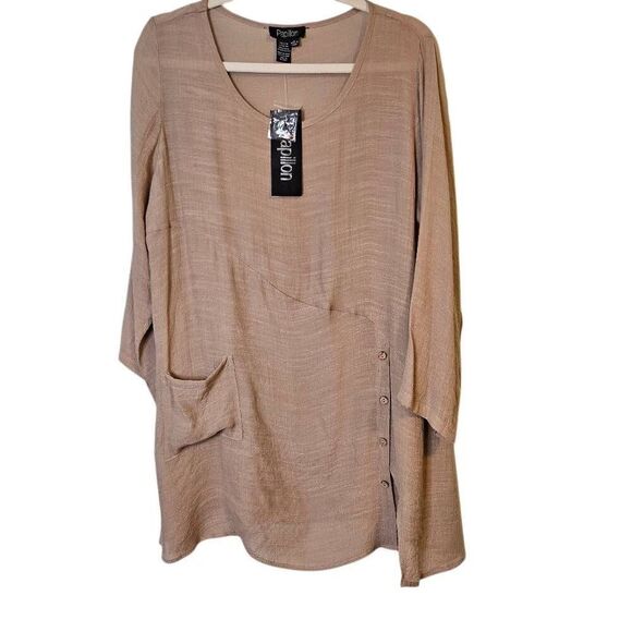 Papillon tunic, tan. Size L.  NWT. #861 - Picture 1 of 5